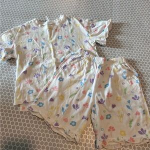 NWOT Hodo Kids Floral Print Pajama Set - Pastel Multi with Pockets Size 8/10